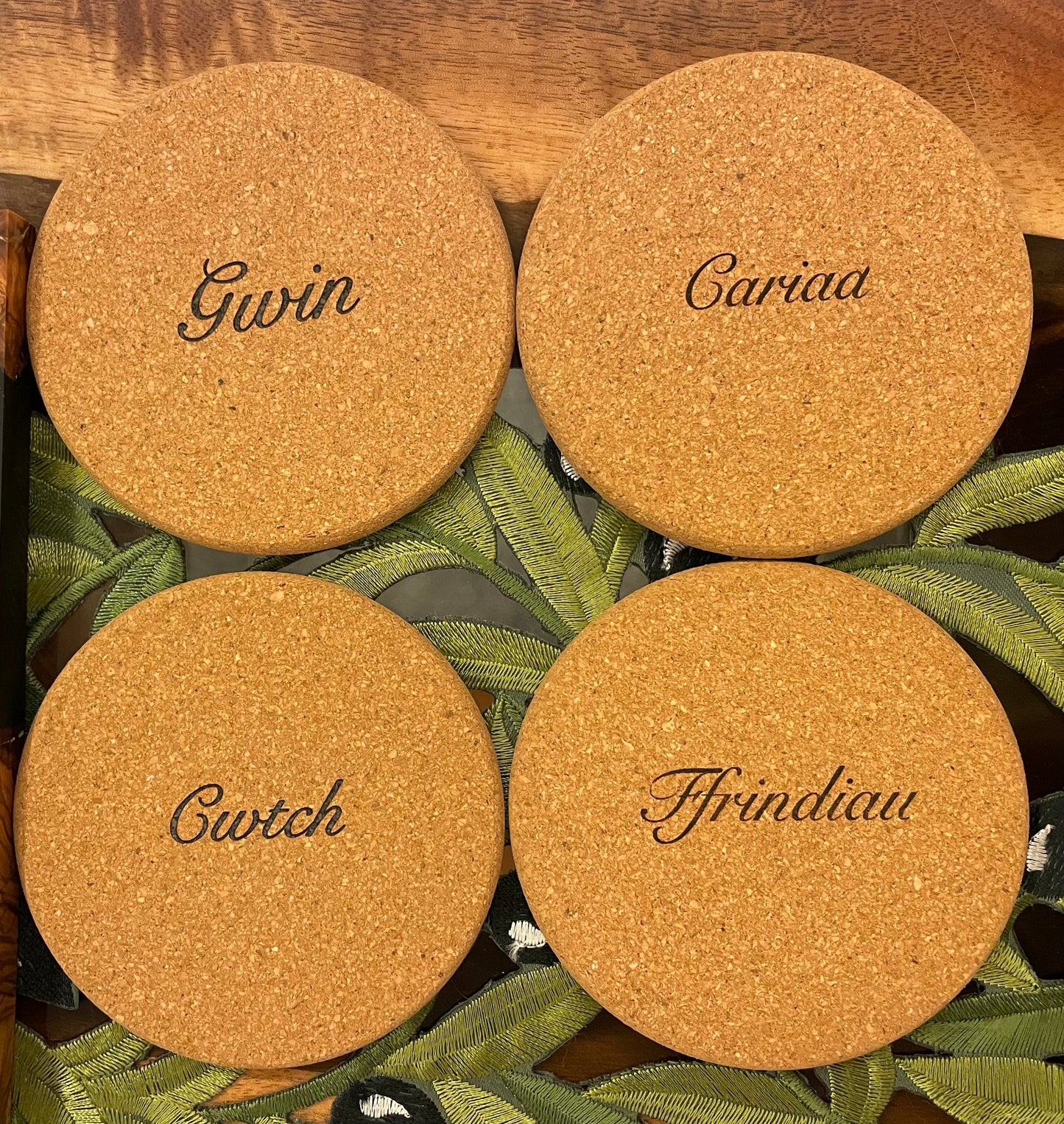 Personalized Cork & Sip: Set of 4 Wine Coasters (Sustainable)